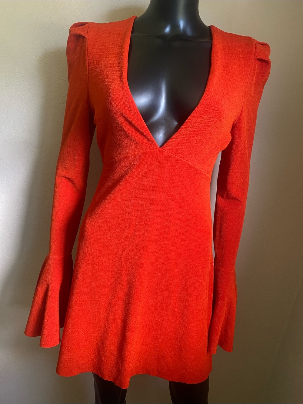 Free People Long Sleeve Dress in Bright Orange